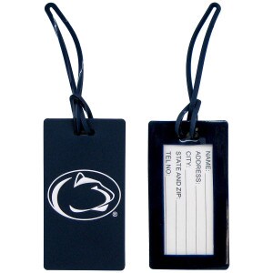rubber luggage tag with raised Penn State Athletic Logo